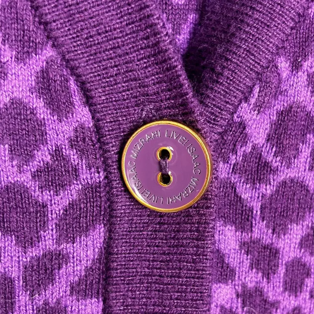 Isaac Mizrahi Sweater Womens Large‎ Purple Animal Snake Print Long Quirky Whimsy